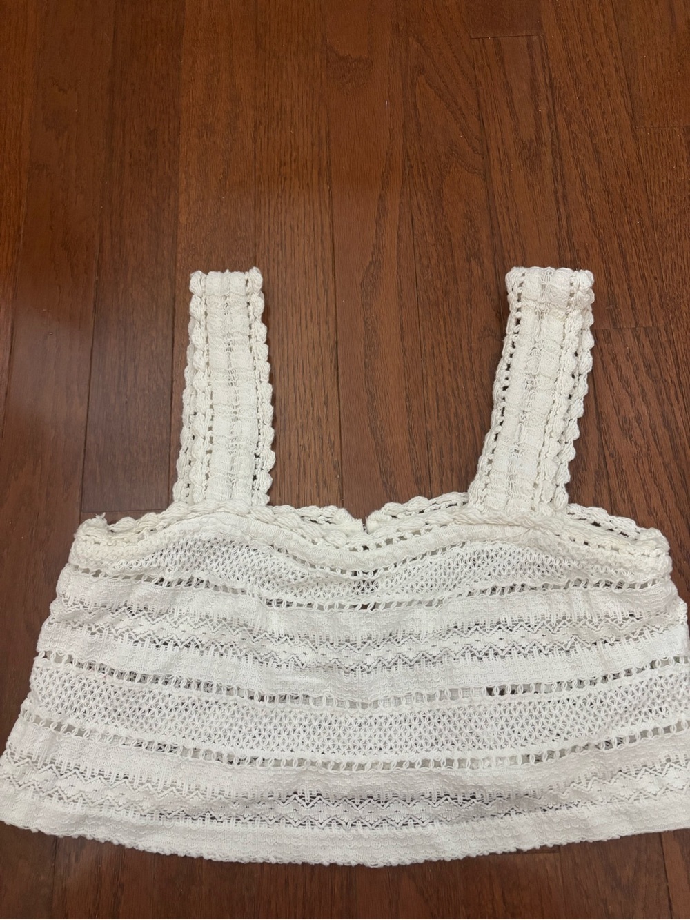 aerie White Crochet Crop Tank